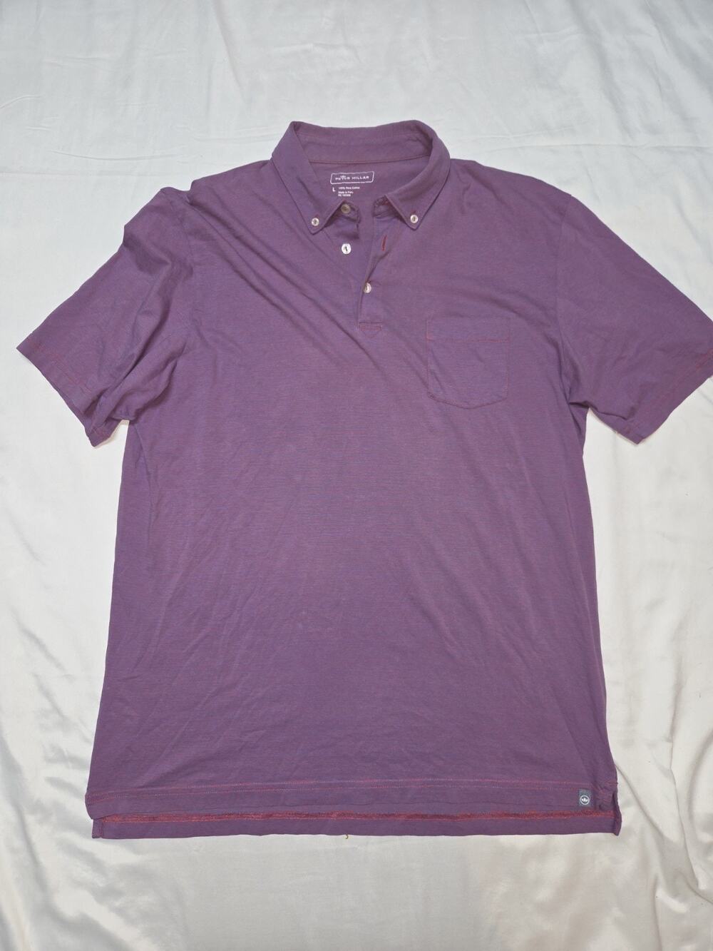 Peter Millar Men's Purple Short Sleeve Cotton Polo Shirt Size Large
